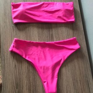 Hot pink high waisted swim suite